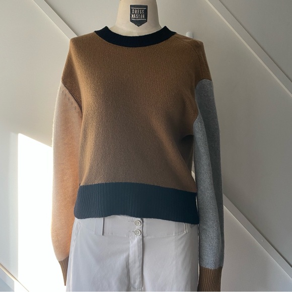 Frame Color-block Cashmere Crewneck Sweater - XS - Picture 3 of 14